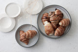 Elegant Two-Sized Serving Dish Set in gray and white glossy glaze