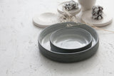 Elegant Two-Sized Serving Dish Set in gray and white glossy glaze