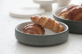 Elegant Two-Sized Serving Dish Set in gray and white glossy glaze