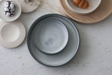 Elegant Two-Sized Serving Dish Set in gray and white glossy glaze