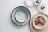 Elegant Two-Sized Serving Dish Set in gray and white glossy glaze