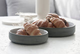 Elegant Two-Sized Serving Dish Set in gray and white glossy glaze