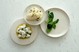 Elegant White butter and salt serving set with clear matte glaze