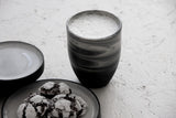 ORI -Ceramic cappuccino cup in black and white marble pattern