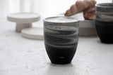 ORI -Ceramic cappuccino cup in black and white marble pattern