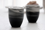 ORI -Ceramic cappuccino cup in black and white marble pattern