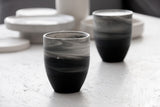 ORI -Ceramic cappuccino cup in black and white marble pattern