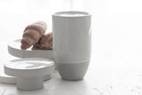 Ori - Ceramic tumbler in gray and white glossy glaze