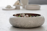 Elegant White Ceramic Salad Bowl with Black Dots Pattern