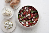 Elegant White Ceramic Salad Bowl with Black Dots Pattern