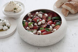 Elegant White Ceramic Salad Bowl with Black Dots Pattern