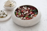 Elegant White Ceramic Salad Bowl with Black Dots Pattern