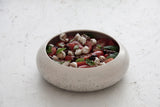 Elegant White Ceramic Salad Bowl with Black Dots Pattern