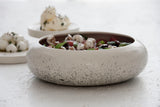 Elegant White Ceramic Salad Bowl with Black Dots Pattern