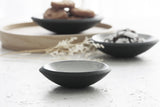 Serving set- Ceramic dishes in black and white glaze