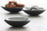 Serving set- Ceramic dishes in black and white glaze