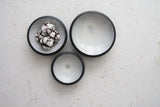 Serving set- Ceramic dishes in black and white glaze