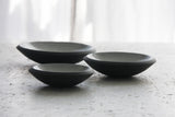 Serving set- Ceramic dishes in black and white glaze