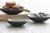 Serving set- Ceramic dishes in black and white glaze