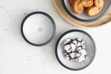 Serving set- Ceramic dishes in black and white glaze