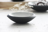 Serving set- Ceramic dishes in black and white glaze