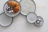 Serving platters set- Ceramic platters set in black and white glossy glaze