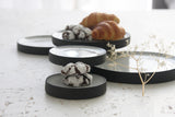 Serving platters set- Ceramic platters set in black and white glossy glaze