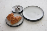 Serving platters set- Ceramic platters set in black and white glossy glaze