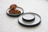 Serving platters set- Ceramic platters set in black and white glossy glaze