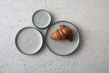 Serving platters set- Ceramic platters set in black and white glossy glaze