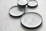 Serving platters set- Ceramic platters set in black and white glossy glaze