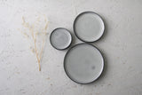 Serving platters set- Ceramic platters set in black and white glossy glaze