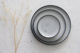 Serving platters set- Ceramic platters set in black and white glossy glaze