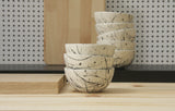 TRIO- 3 ceramic bowls in white and black lines