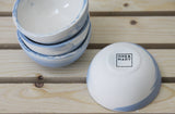 TRIO - Ceramic set of 3 small bowls in light blue and white marbled pattern