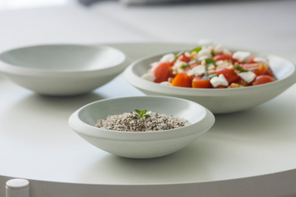 Serving set- Ceramic dishes in nordic light gray