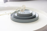 Serving platters set- Ceramic platters set in dark blue-gray