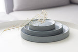 Serving platters set- Ceramic platters set in dark blue-gray