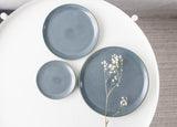 Serving platters set- Ceramic platters set in dark blue-gray