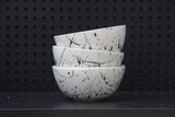 TRIO- 3 ceramic bowls in white and black lines