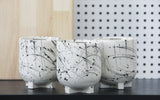 Plus- Ceramic espresso cup in black lines pattern