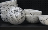 TRIO- 3 ceramic bowls in white and black lines