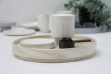 OLIVE -Ceramic cappuccino cup in white and curved lines pattern