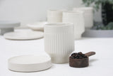 OLIVE -Ceramic cappuccino cup in white and curved lines pattern