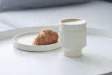 OLIVE -Ceramic cappuccino cup in white and curved lines pattern