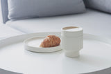 OLIVE -Ceramic cappuccino cup in white and curved lines pattern