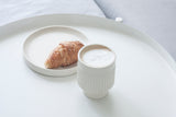 OLIVE -Ceramic cappuccino cup in white and curved lines pattern