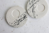 Eve - Ceramic espresso cup and saucer in white and black lines pattern