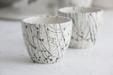 Lili - ceramic espresso cup in white and black lines pattern