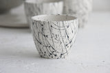 Lili - ceramic espresso cup in white and black lines pattern